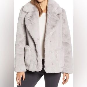 Ellen Tracy Super Soft Gray Faux Fur Coat - size S